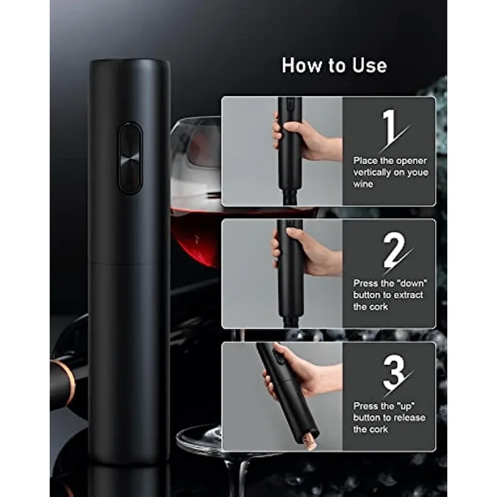 Automatic Electric Wine Bottle Opener Battery Powered Corkscrew Portable Bottle Opener for Kitchen Wine Lovers Christmas Gifts
