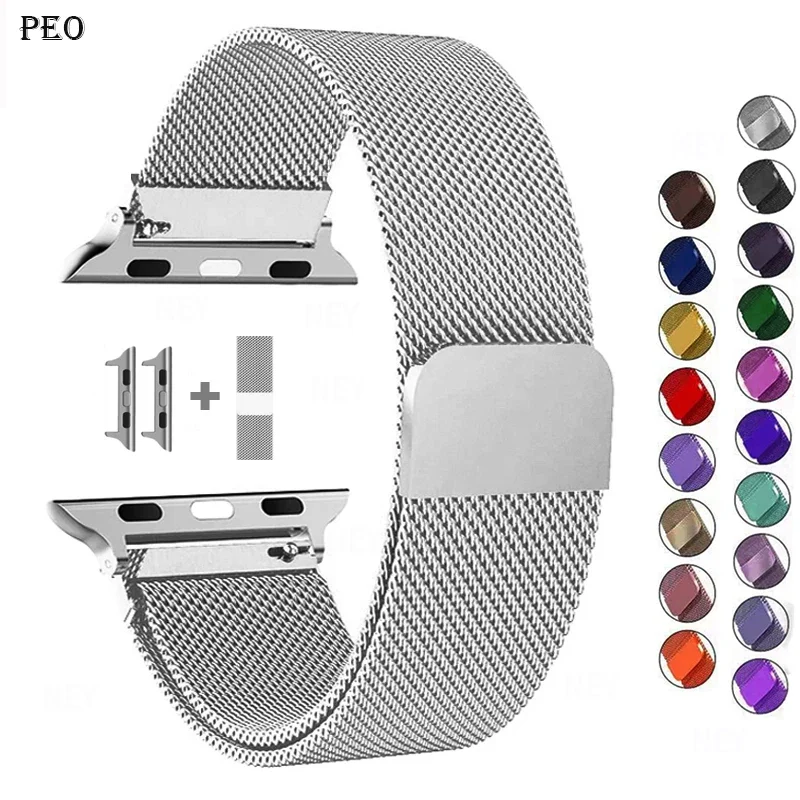 애플 워치 밴드용 스테인레스 스틸 스트랩, 애플 워치 시리즈 9, 8, 7, 6, 5, 4, SE, 울트라-2, 49mm, 45mm, 44mm, 41mm, 40mm