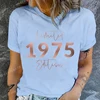 Limited Edition 1975 Vintage 70th Birthday Letter Print T-Shirts, Women's Casual Short Sleeve Crew Neck Top for Summer & Spring 5