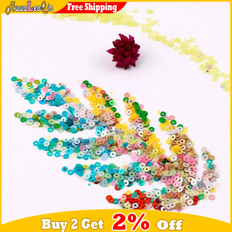 Sequin Embroidery Accessories 5g 2mm 3mm 4mm PVC French Matte Round Sequins Loose Cup Sequins Paillettes Glitter Jewelry Making DIY Sewing Nail Art Craft