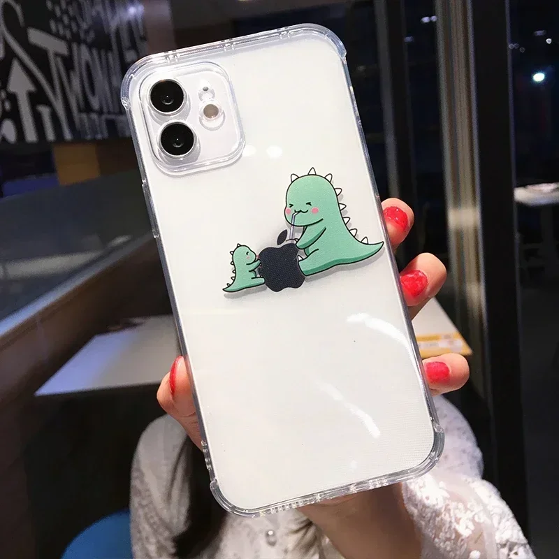 Cute Dinosaur Clear Phone Case - Soft Shockproof Cover