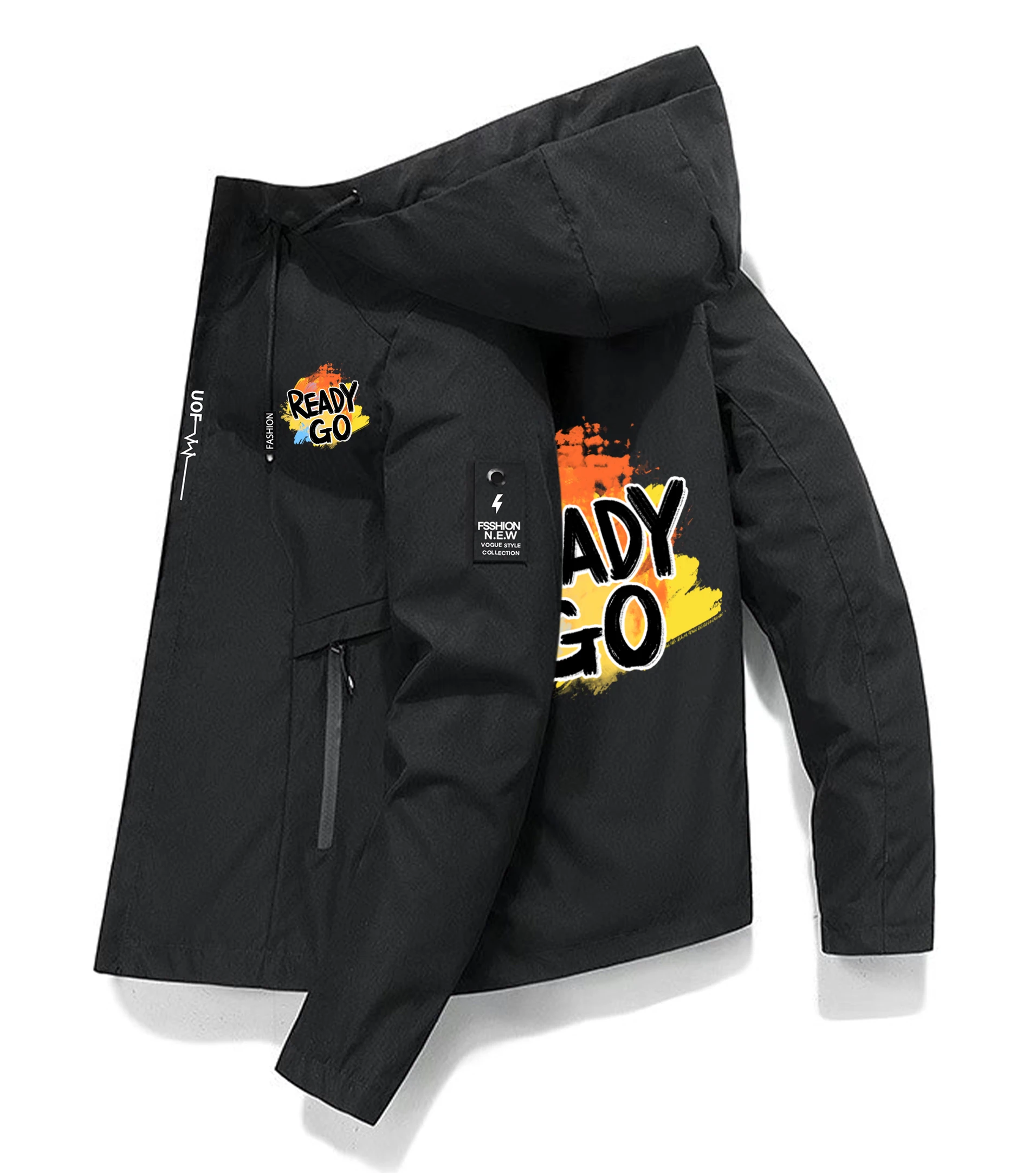 

Ready Go street graffiti style S-3XL Men's Windbreaker Thin Long Sleeve Windproof Solid Casual Jackets Male Work Wear Clothes