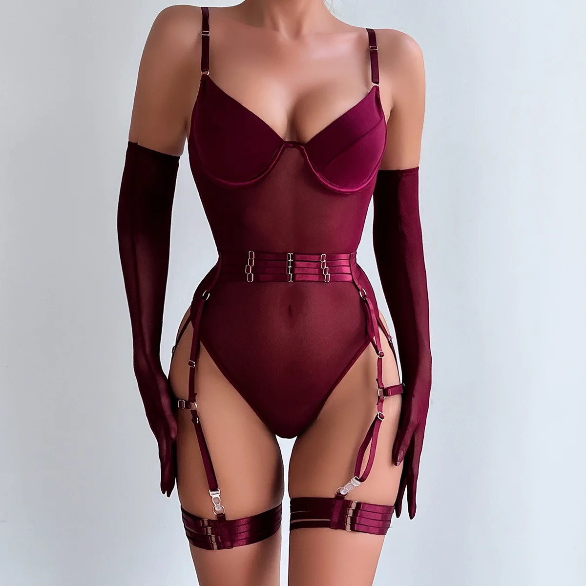 

Sexy Corset Lingerie for Women, Exotic Sets, Padded Underwear Outfit, G-string Transparent Set, Push Up Lace, Garter Top, 3Pcs