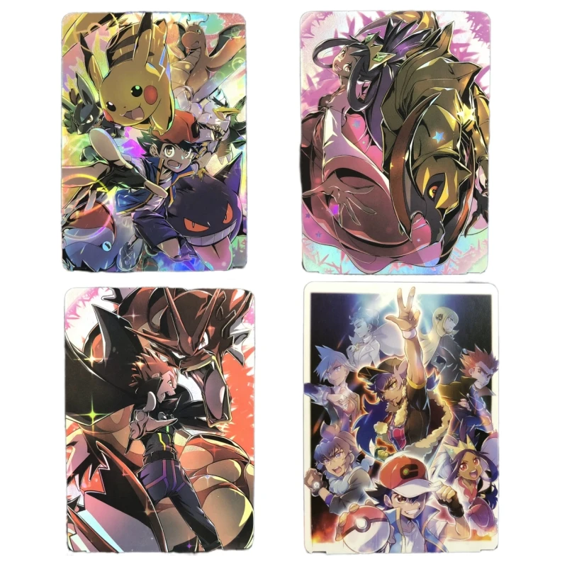 

Pokemon Animation Characters Pikachu Gengar Gyarados Refraction Color Flash Anime Classics Game Collection Cards Toy Gift