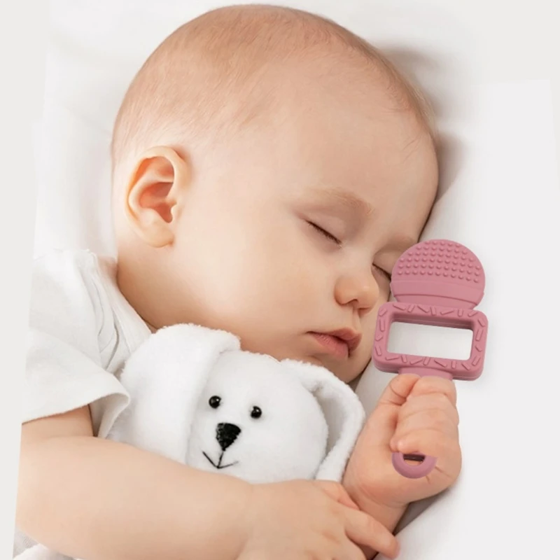 Baby Teether Microphone Shape Silicone Teethers Infant Teething Toy Chewing Toy for Babies Teething Pains teething toys silicone teething toys baby teething toys silicone teether silicone teething beads
