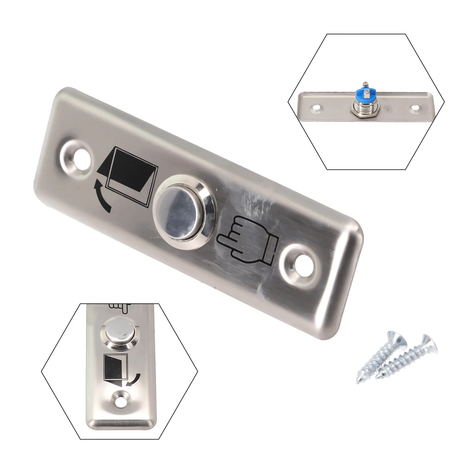 

3A 36V-DC For Access Control Door Switch Stainless Steel Slim-Exit Push Release Button For Hollow Doorframe With Width Over 28MM