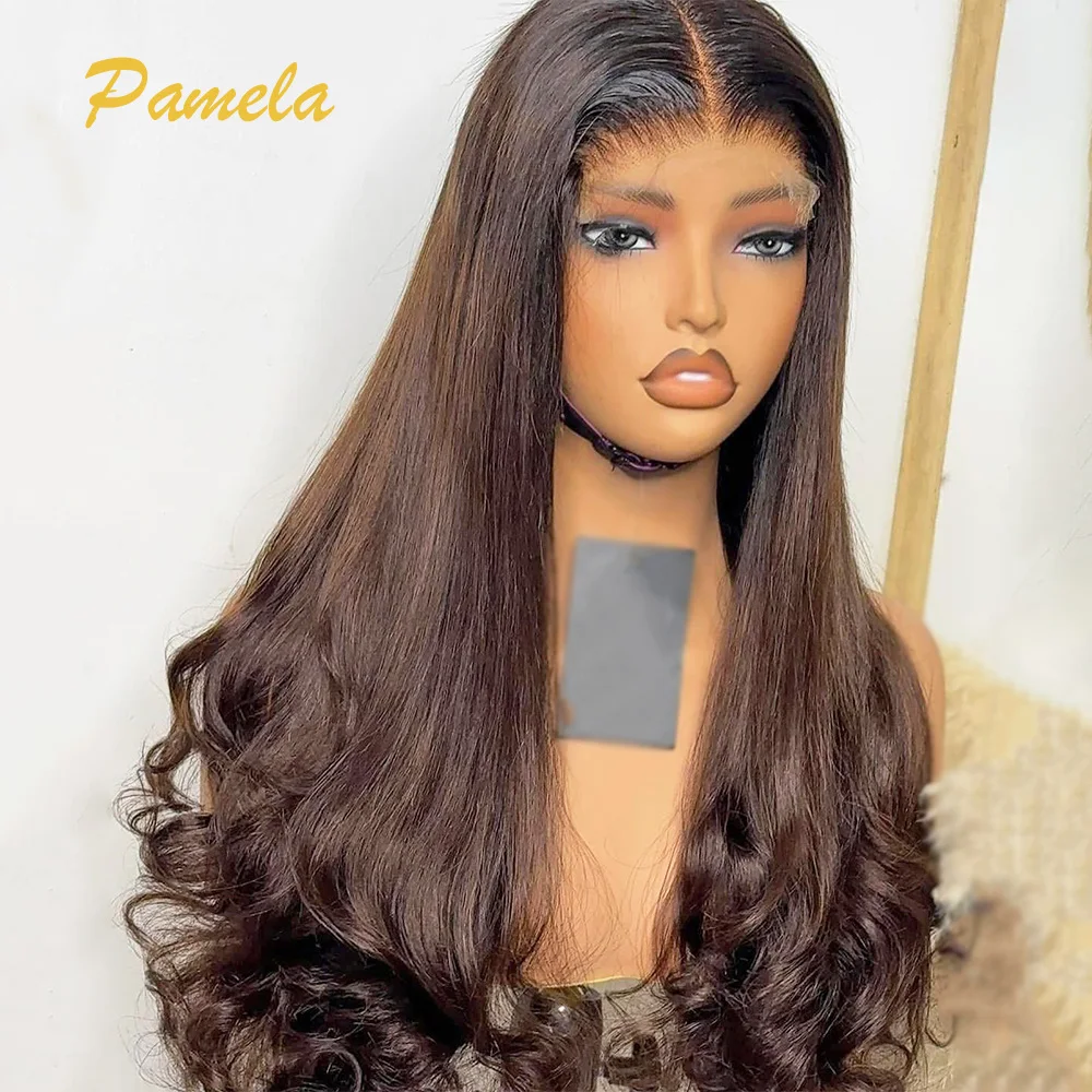 Highlight Blonde Glueless Wigs Human Hair Body Wave 13x4 HD Transparent Lace Frontal Wig Ombre Blonde 1B/4 Colored Wig For Women