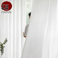 Fonflora Solid White Thick Chiffon Tulle Window Curtains Hall Drapes Sheer Curtains for Living room Bedroom Partition Opaque 1