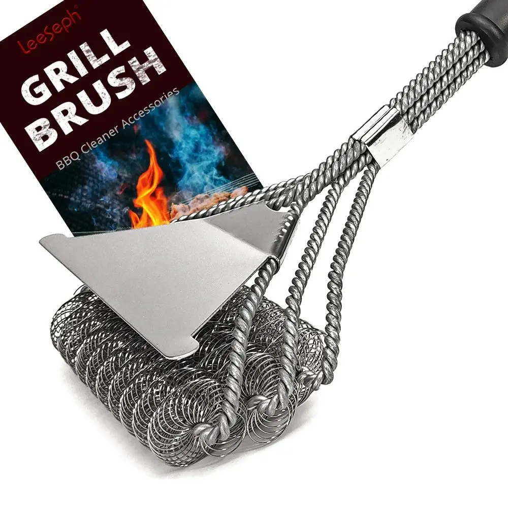 Grill Brush Bristle Free Rust Resistant Stainless Steel BBQ Cleaner