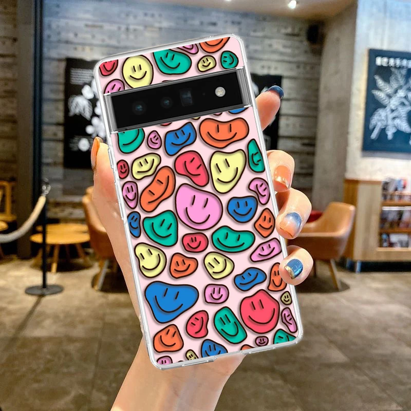 Fashion Simple Smile Face Couple Phone Case Cover - Transparent TPU Shell
