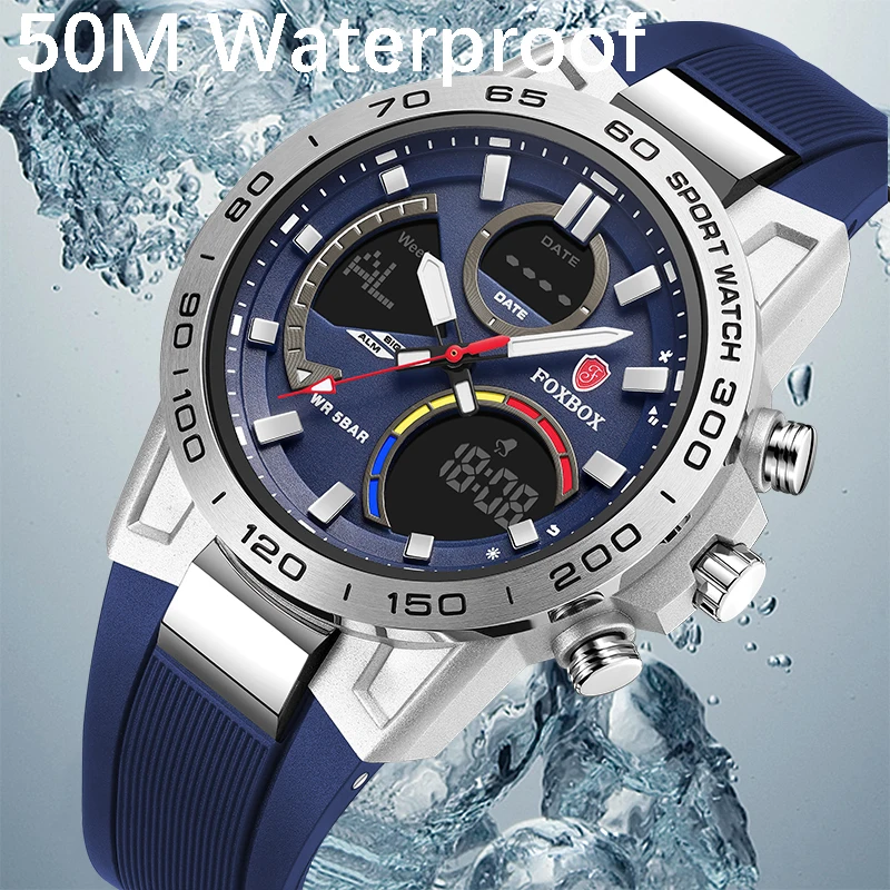 LIGE Top Brand  Military Watch Sports Watches For Man 50Bar Waterproof  Digital Dual Display Wristwatches Men 2024 Relogios