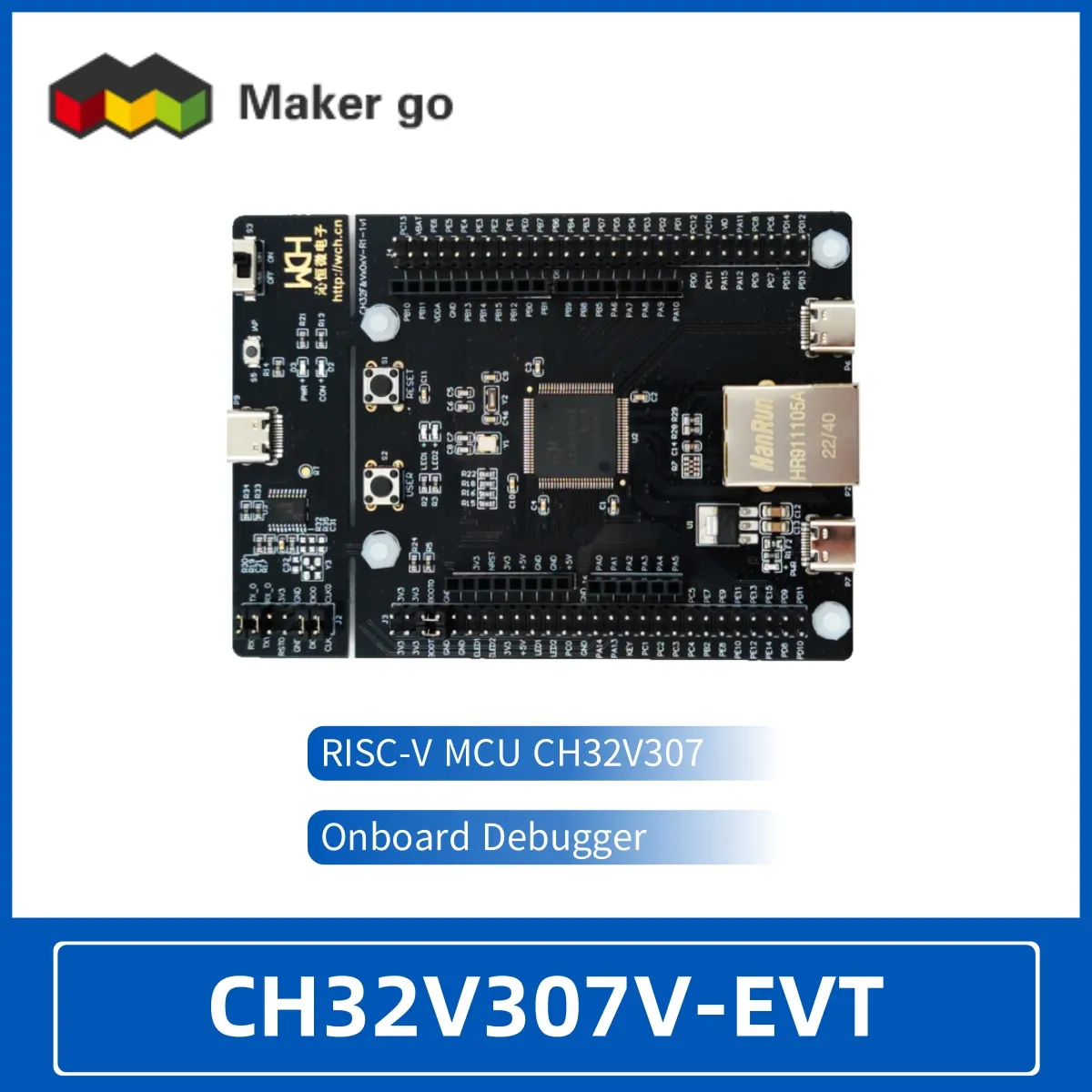 Placa do Desenvolvimento com Portas Uart Ch32v307v-evt-r1 Ch32v307 Risc-v Mcu Wch-link a Bordo