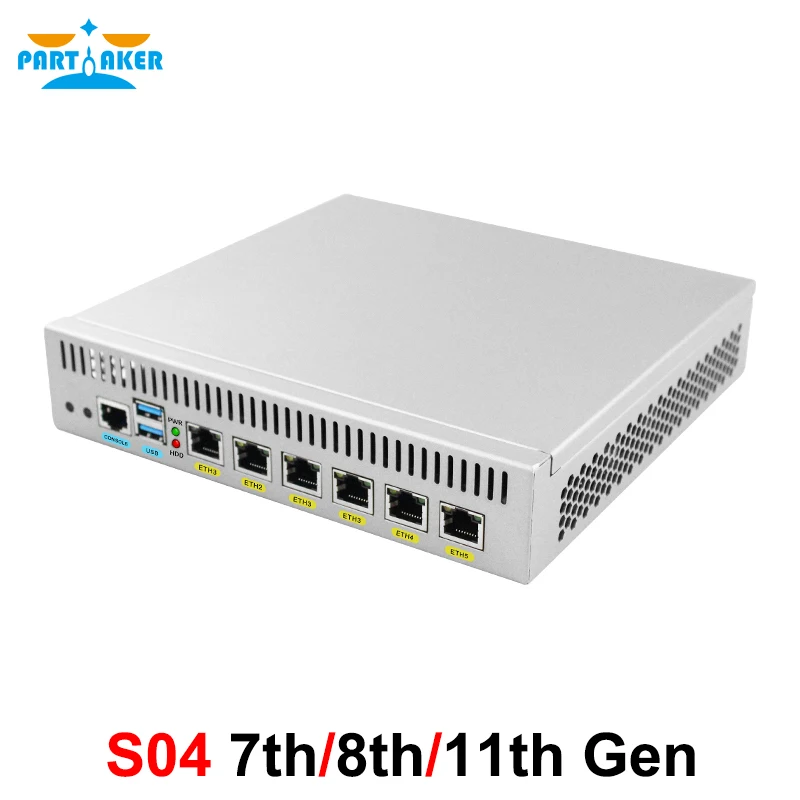 

Partaker 2.5G pfSense Firewall Intel Core i7 1165G7 8550U 6*Intel i225 Nics Soft Router DDR4 Fanless Mini PC OPNsense VPN Serve