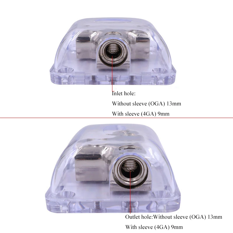 2 Way Power Distribution Block 0 Gauge in 0 Gauge Out Power Ground Distributor for Car Audio Splitter