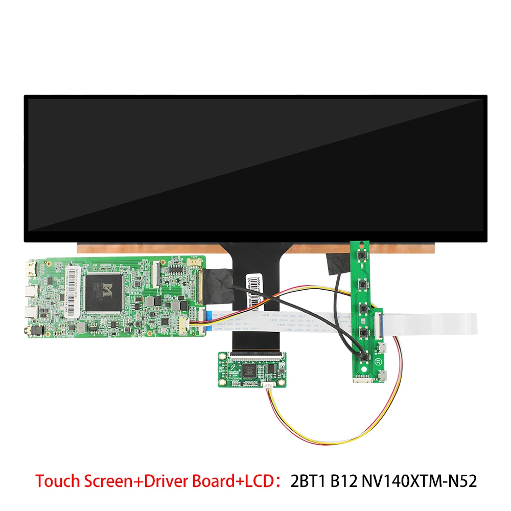 슬림 스트레치 바 LCD 디스플레이, 4K ADS 스크린, NV140XTM-N52 eDP, 30 핀 C타입 오디오 컨트롤러 보드, 14 인치, 3840 × 1100
