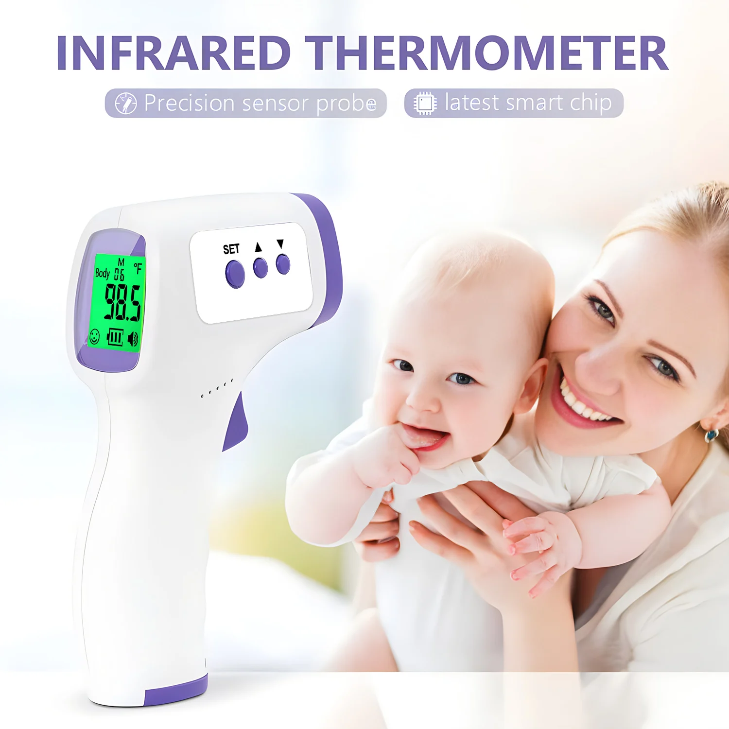 Body Forehead Non-Contact Infrared Thermometer Baby Adult Medical Digital Thermometer Laser Temperature Measurement Tool