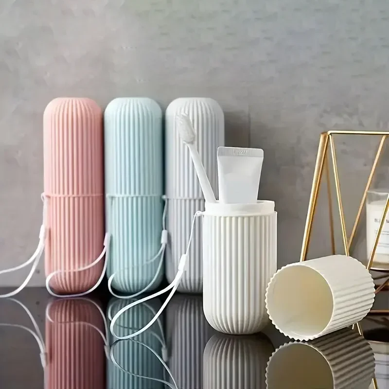 1pc Portable Toothbrush Cup Bathroom Toothpaste Holder Storage Case Box Organizer Travel Toiletries Storage Cup New Creative