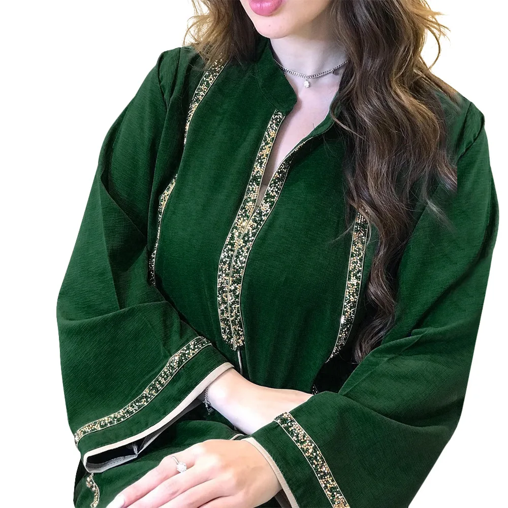 

Jalabiya Diamonds Loose Muslim Robe Women Luxury Middle East Dubai Evening Dress Floor Length Abaya Koftane Marocain Vestidos