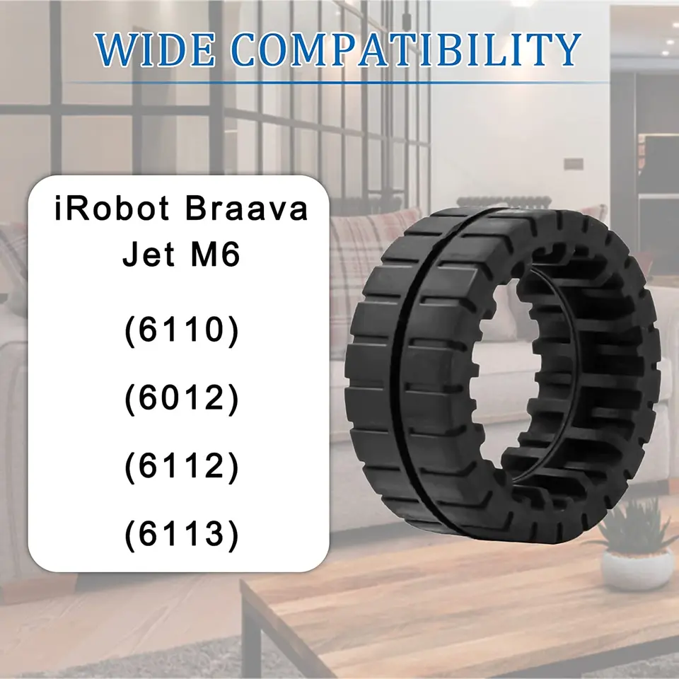 2 x Replacement Non-Slip Tires for iRobot Braava Jet M6 (6110) (6012