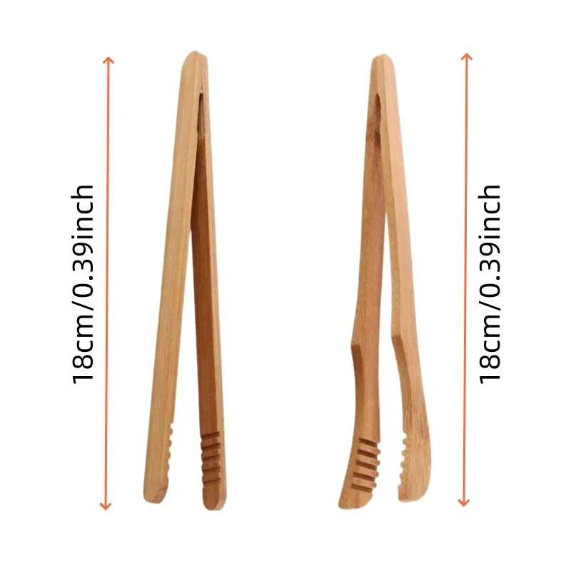 2PCS Bamboo Tea Clip Tongs Bamboo Salad Food Toast Bend Clip Straight Clips Kitchen Accessories Teaware