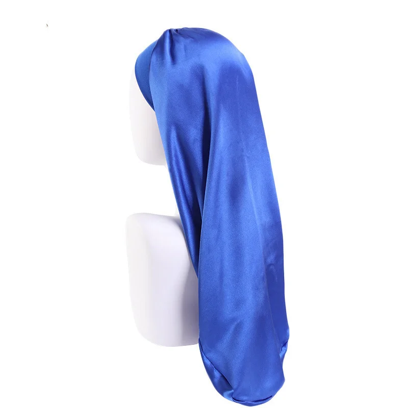 Cofano In Raso Elasticizzato Per Uomo E Donna, Coda Lunga E Cinghie Larghe, Ultra Morbido E Senza Pieghi, Perfetto Per Onde, Trecce E Locs – Nero, Taglia Unica - 2