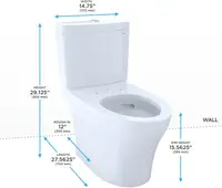 Aquia IV 0.9/1.28 GPF Dual Flush Two Piece Elongated Toilet with Push Button Flush Cotton 28.5"D x 15.5"W x 29.5"H 2