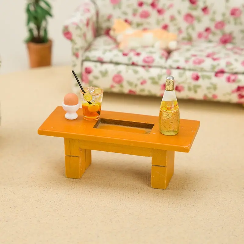 

Wood Simulation Teatable Coffee Table Living Room Toy Doll House Accessories Mini Dollhouse Furniture Miniature Kids Toy