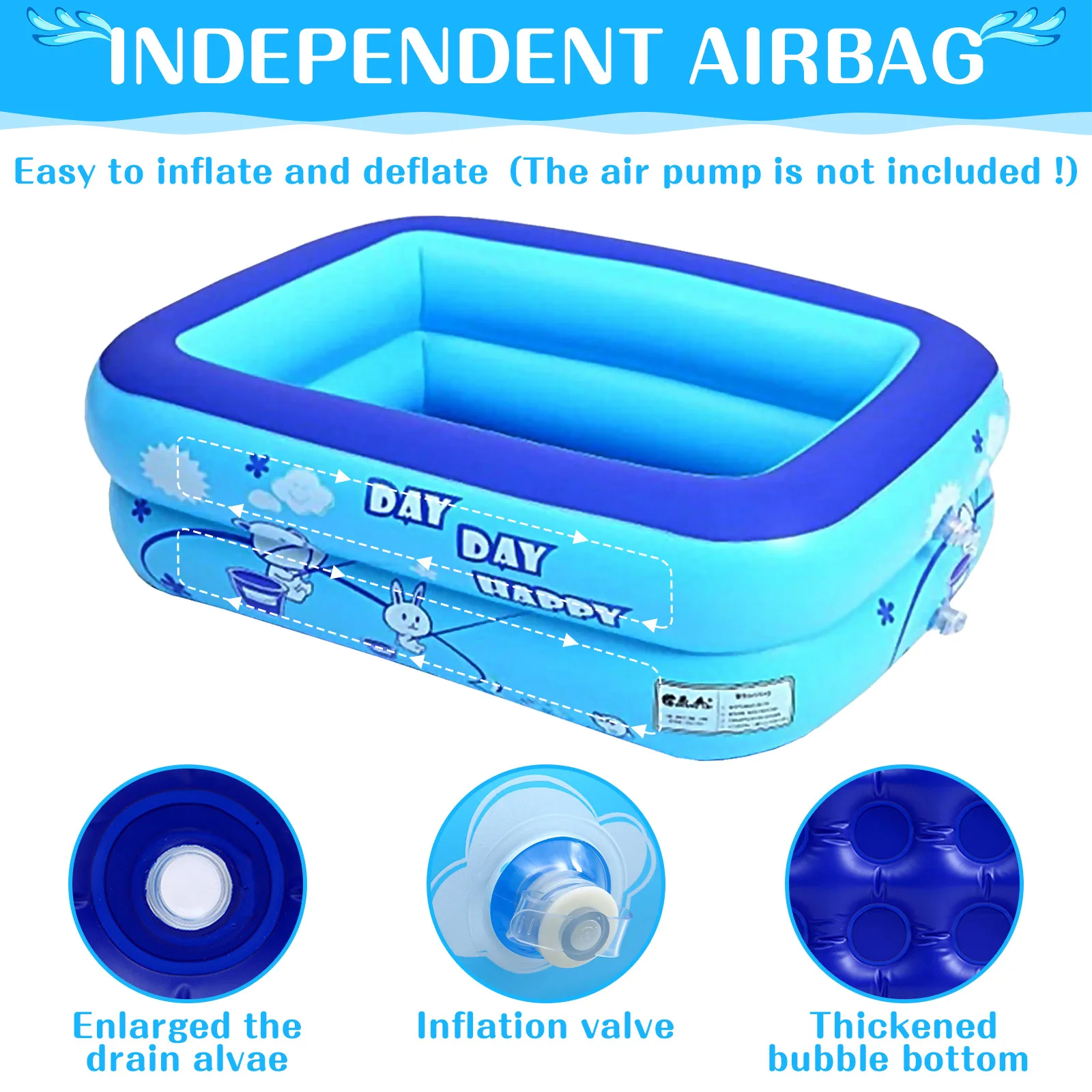 

Thickening Inflatable Pool for Kids Toddlers Children Bath with Bubble Bottom Outdoor Play Summer Water Parties Swimming Pool