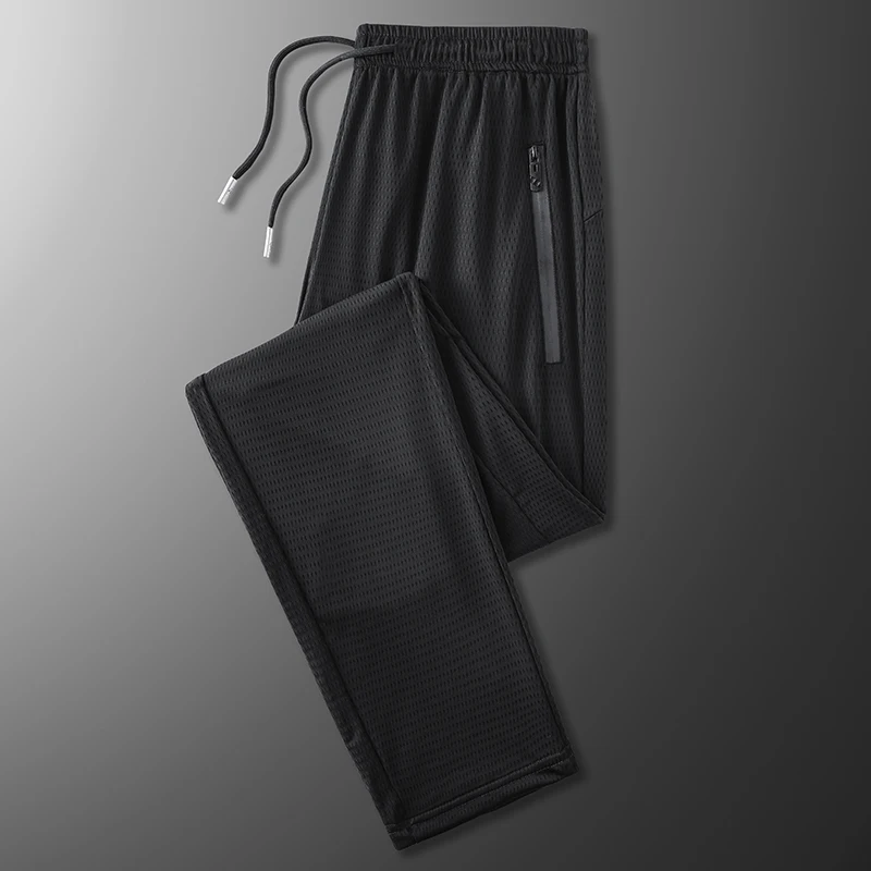 Men Pants Black Ice Silk 7xl 8xl 9xl Plus Size Casual Lightweight Quick