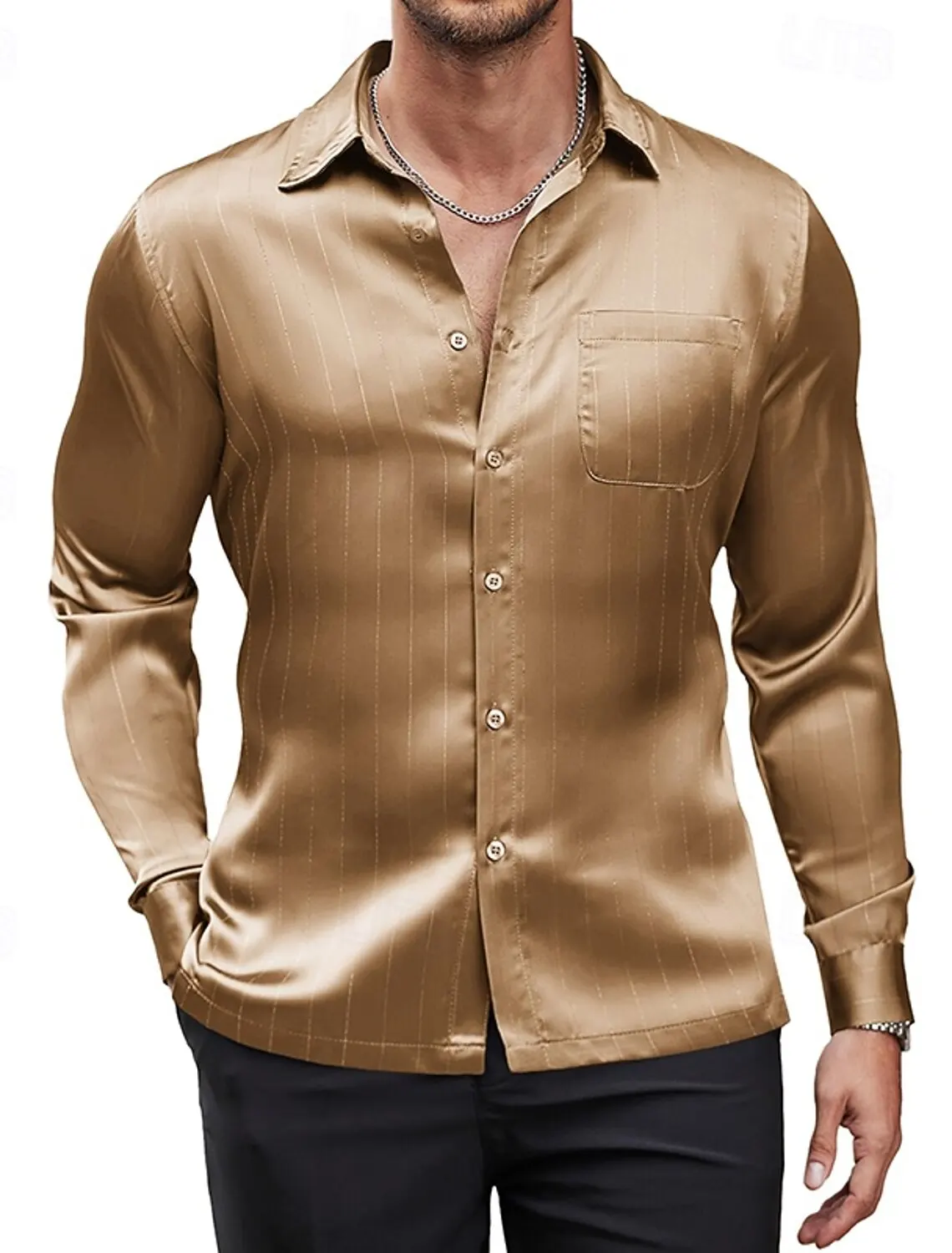 قميص رجالي، قميص عمل، قميص كاجوال، قميص بأزرار، فستان رسمي بلون عادي، تسوق يومي، زفاف، كول بأكمام طويلة