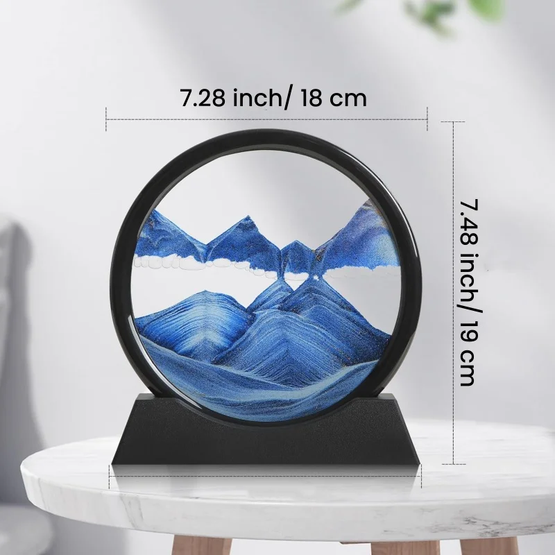 3D Hourglass Quicksand Moving Sand Art Picture Round Glass Deep Sea Sandscape Craft Flowing Painting Home Office Work Decor