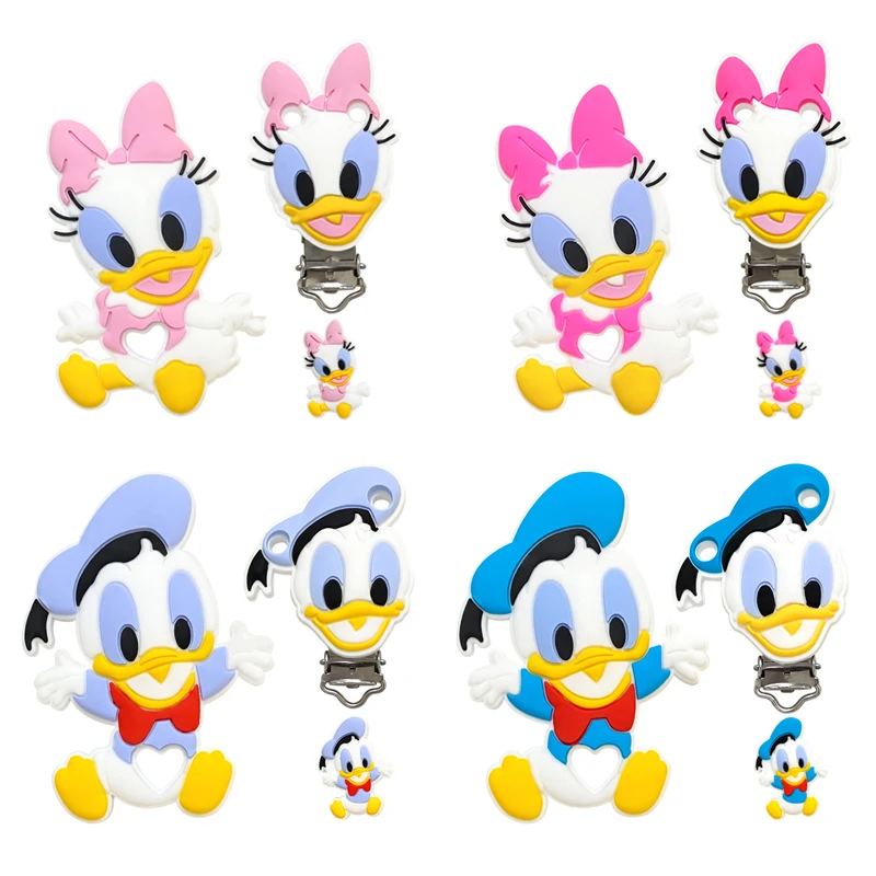 Disney Pooh Dumbo Mickey Silicone Beads Teether Food-Grade Chewing Teeth Bead DIY Nipple Chain Jewelry Accessories 1set teething toys teething beads baby silicone accessories