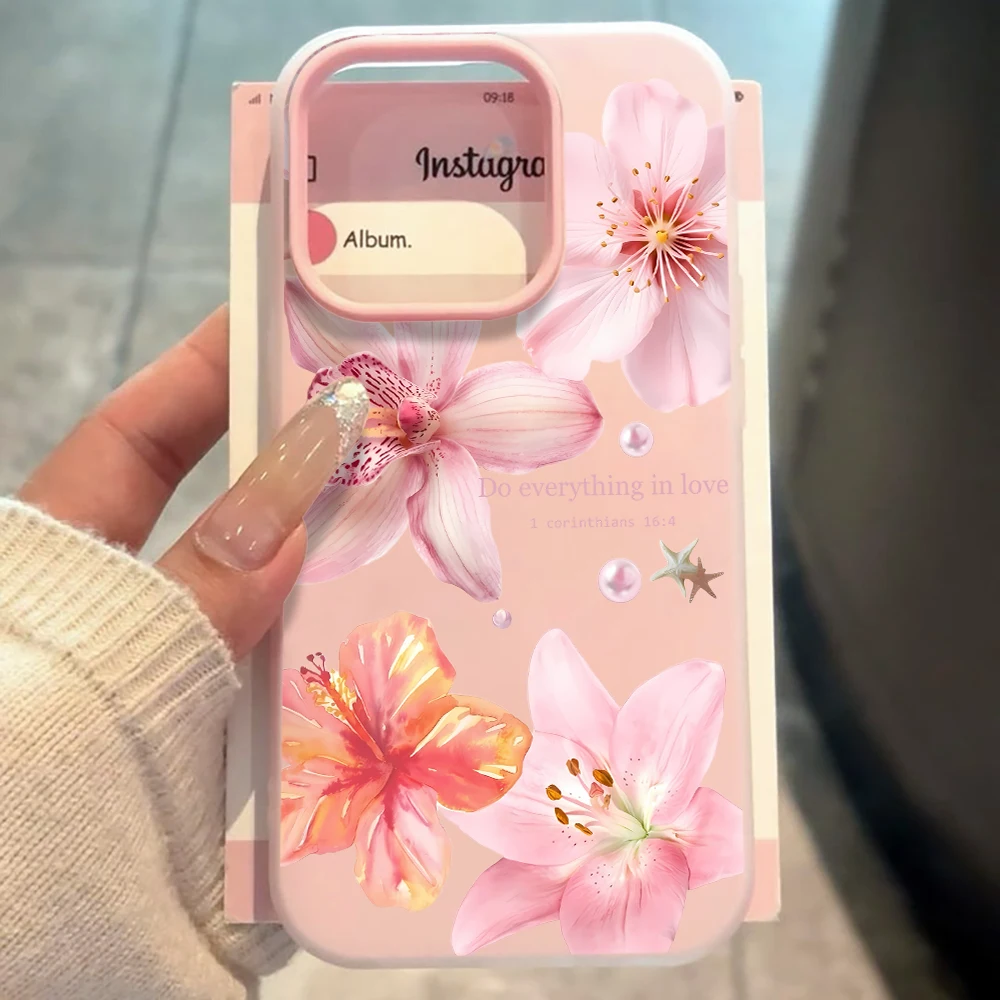 Pink Lily Flower Shockproof Phone Case - Elegant and Durable Cover