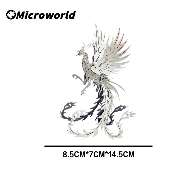 Microworld 3D Metal Animal Puzzle Bath Fire Phoenix Model Steel Warcraft DIY Assembled Jigsaw Detachable Toy Gift For Adult Teen 2