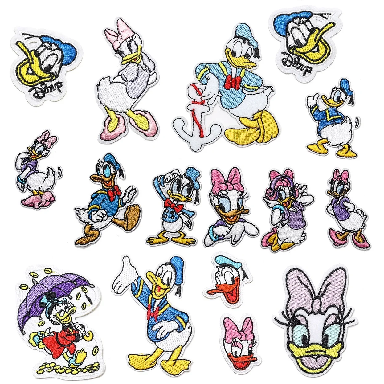 

16Pcs Disney Donald Duck Cartoon Cute Daisy Duck Iron on Embroidery Patch for on Child Clothing T-Shirt Jeans Clothes Applique