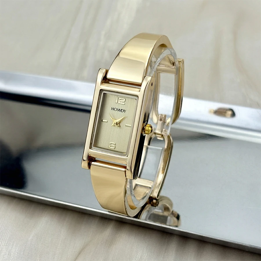 Elegant Rectangular Bracelet Watch for Women with Curved Strap: A Timeless Accessory - 6