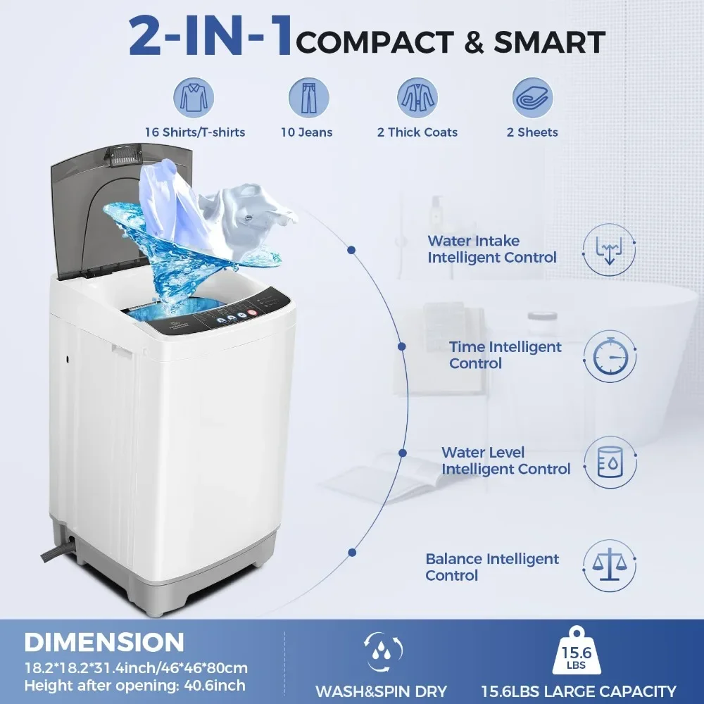 Compact Portable Washing Machine with Spin Dryer