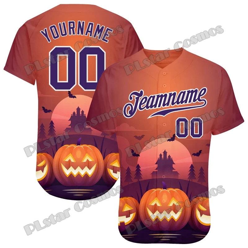 Happy Halloween Black Cats Spiders Benutzerdefinierte 3D-Muster gedruckt Mode Herren Baseball Jersey Casual Hip Hop Baseball Shirt BQW13 – Detail 9