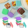 4Pcs 6oz Snack Container Stainless Steel Snack Container Sauce Box with Silicone Lids Leakproof Stackable Food Storage Container 1