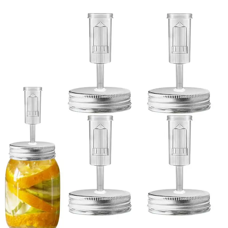 Fermenting Lids 4-Pack Fermenting Lids For Jars With Intelligent Air Valve Fermenter Presser Silicone Seals For Pickles Making