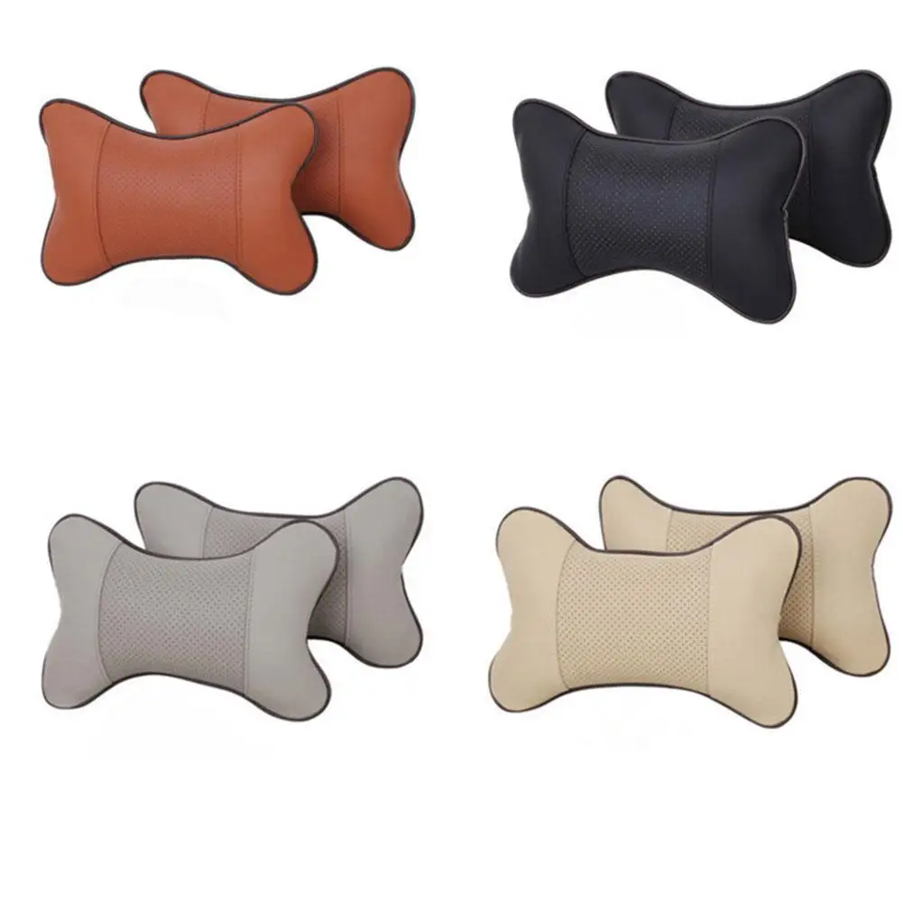 1pcs Universal Car Neck Pillows PVC Leather Breathable Mesh Auto Car Neck Rest Headrest Cushion Interior Accessories car neck pillow