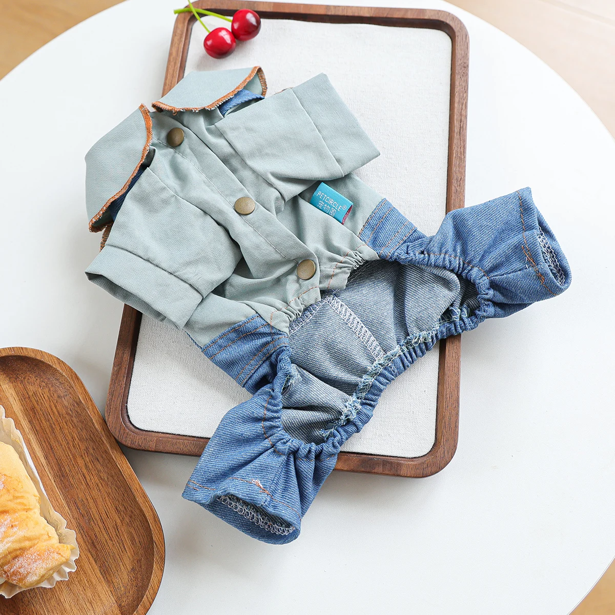 애완견 옷 리본 칼라 오버올 봄철 멋진 헬로빈 그린 스플라이스드 네발옷 원피스, 소형견용