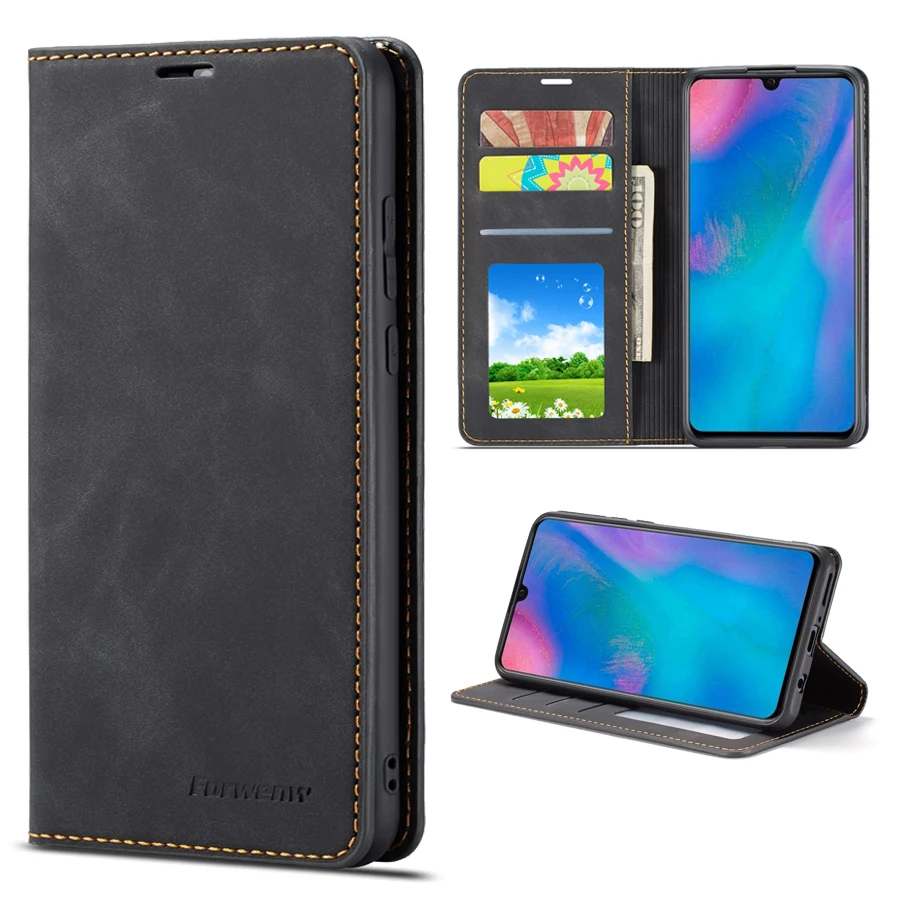 Wallet Card Slot Photo Frame Magnetic Flip Leather Case For Huawei P30 Lite P40 Pro P20 P smart 2019 Mate 20 lite Honor 10 Lite