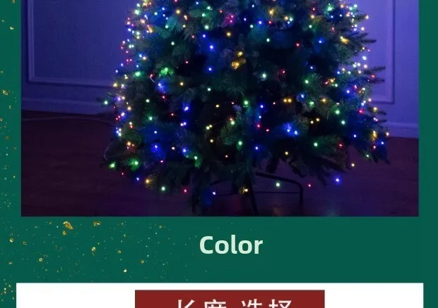 Albero di Natale con telecomando, 100 metri, luci a LED verde scuro, filo di rame, luci a forma di ratto_voghion.com
