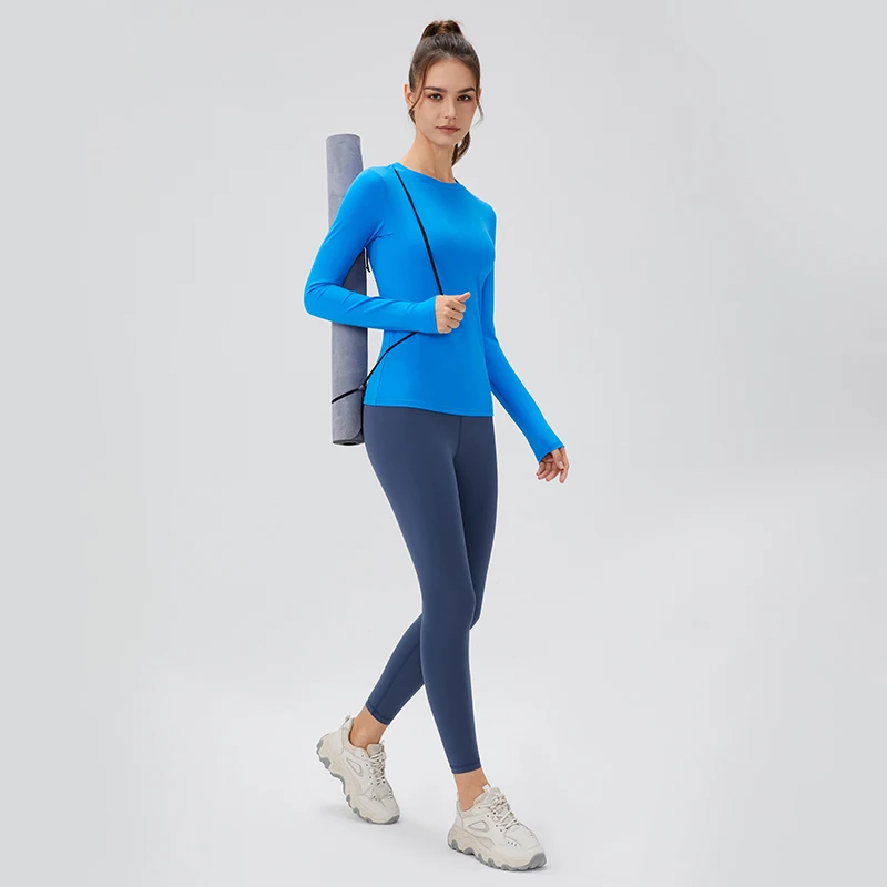 Long Sleeve Yoga Shirts Fitness Sport Top Elastic Breathable Gym Top Running Pilates Workout Clothing Autumn and Winter Yoga Top Yoga Shirt Sports Shirt Sports T Shirt
