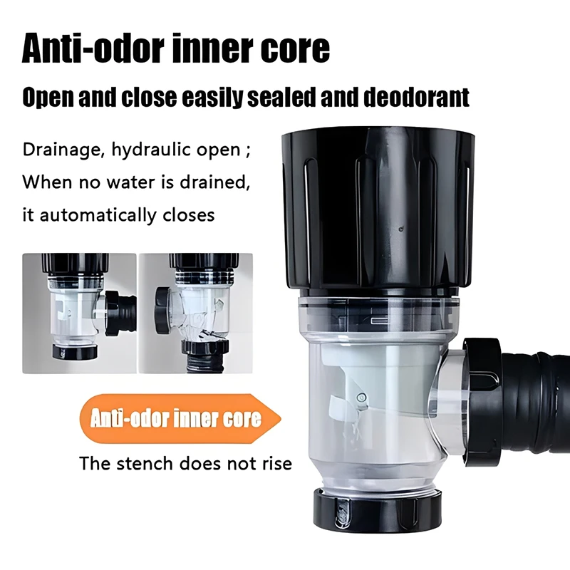 Retractable Flip-Top Drain Pipe Set with Anti-Odor and Clog Prevention Features