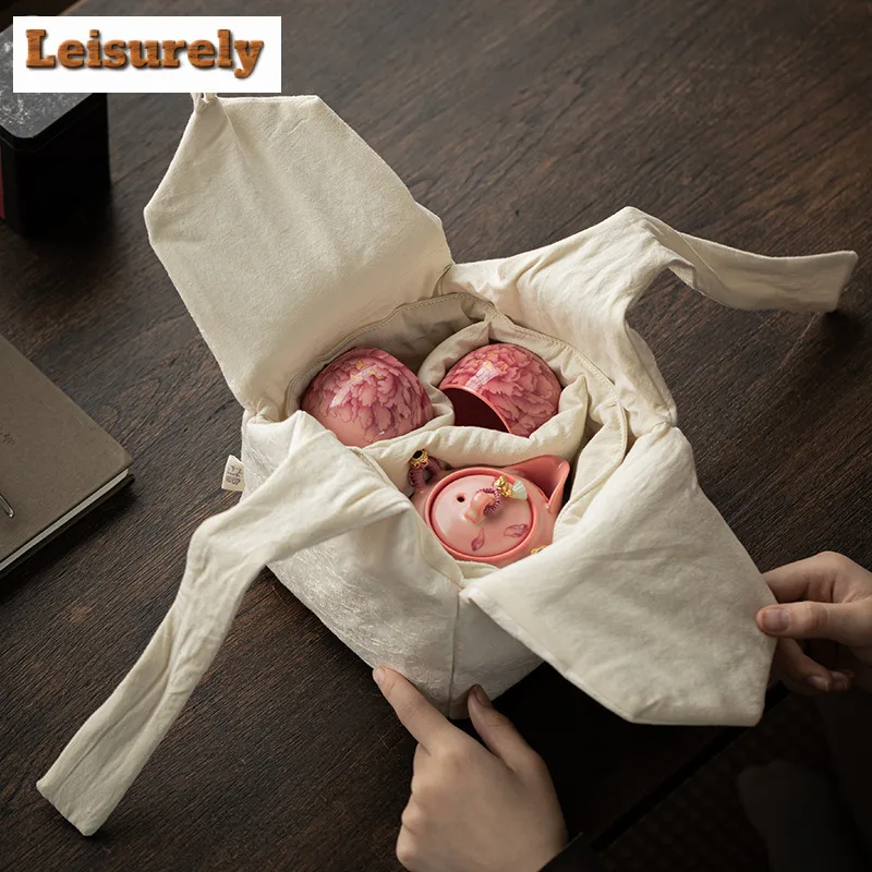 Handmade Dye Cloth Tea Cozies Creative Tea Set Bag Tea Cozy for Teapot Hand Bag Travel Tea Set Bag Tableware Accessories Gift