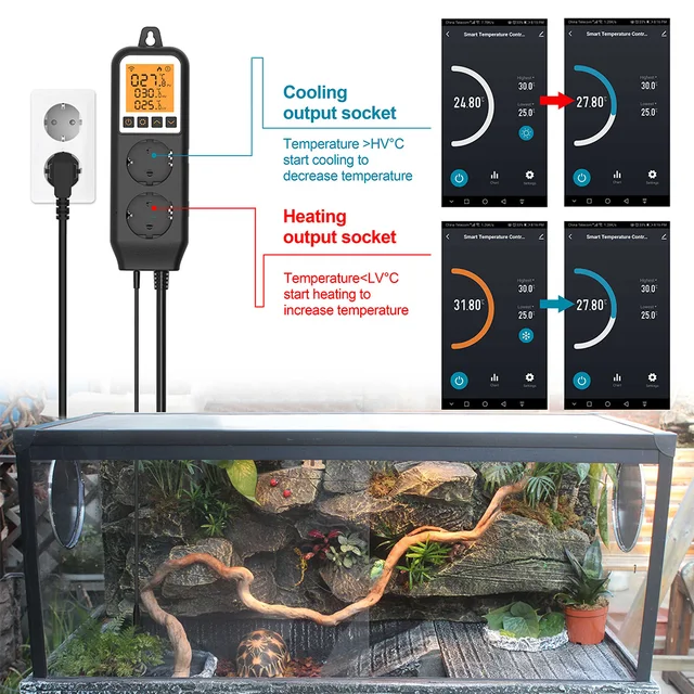 WiFi Digital Temperature Controller Smart Socket Thermostat Sensor Heating Cooling Mode for Nursery Fermentation Reptile Farming 5