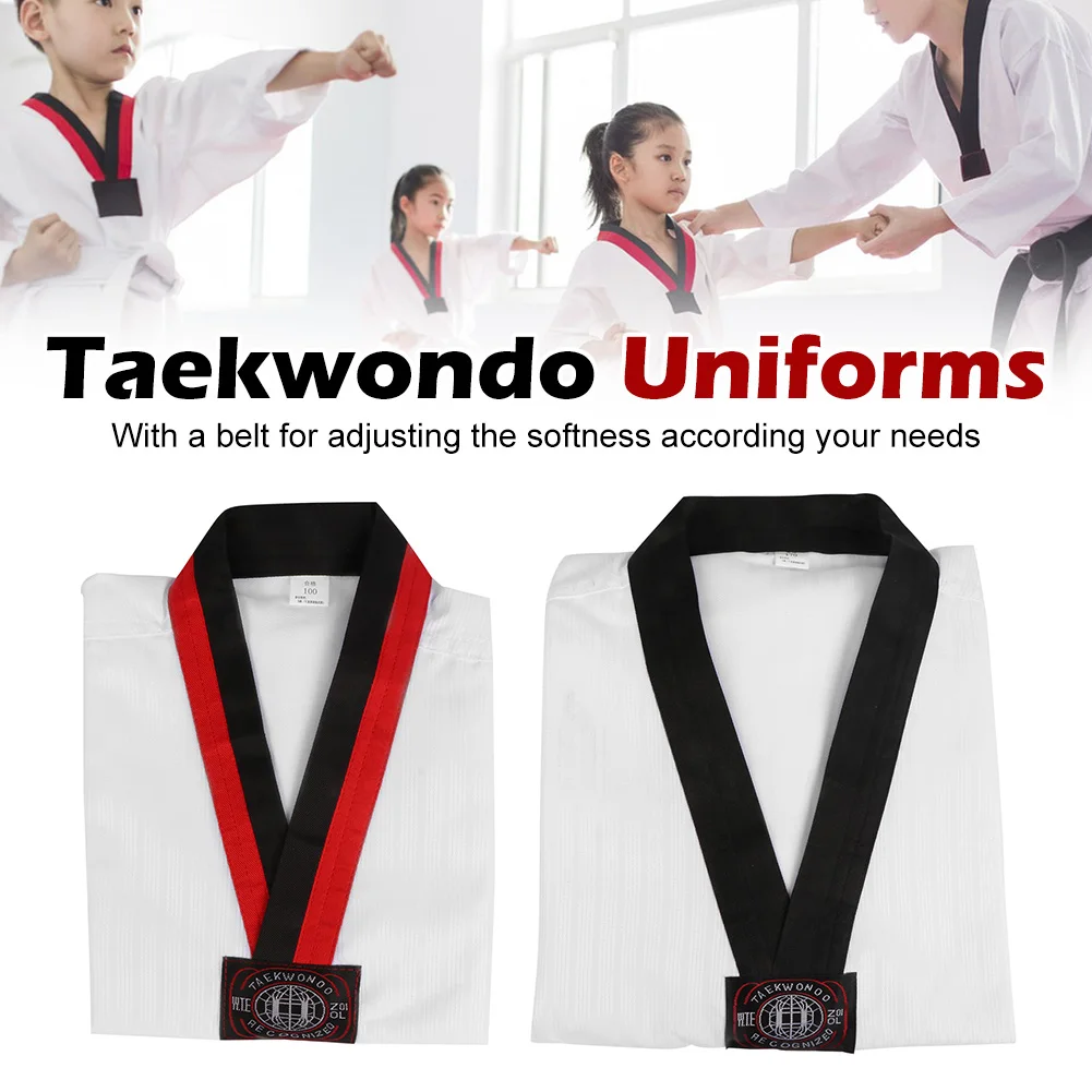 White Taekwondo Uniforms WTF Karate Judo Taekwondo Training Clothes Children Adult Unisex Long Sleeve TKD Clothing