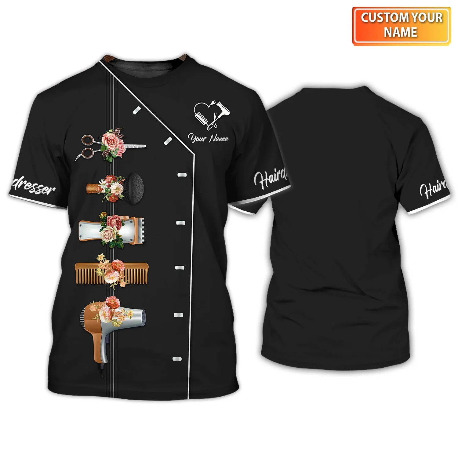 Sommer Herren T-Shirt Friseur personalisierte 3D gedruckt Unisex T-Shirt Friseur Werkzeuge individuelles T-Shirt (nicht Arbeitskleidung) DW181 – Detail 11